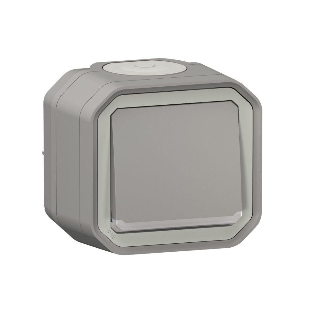 Interrupteur va-et-vient va-et-vient 10AX LUM gris saillie Plexo Legrand 069713L