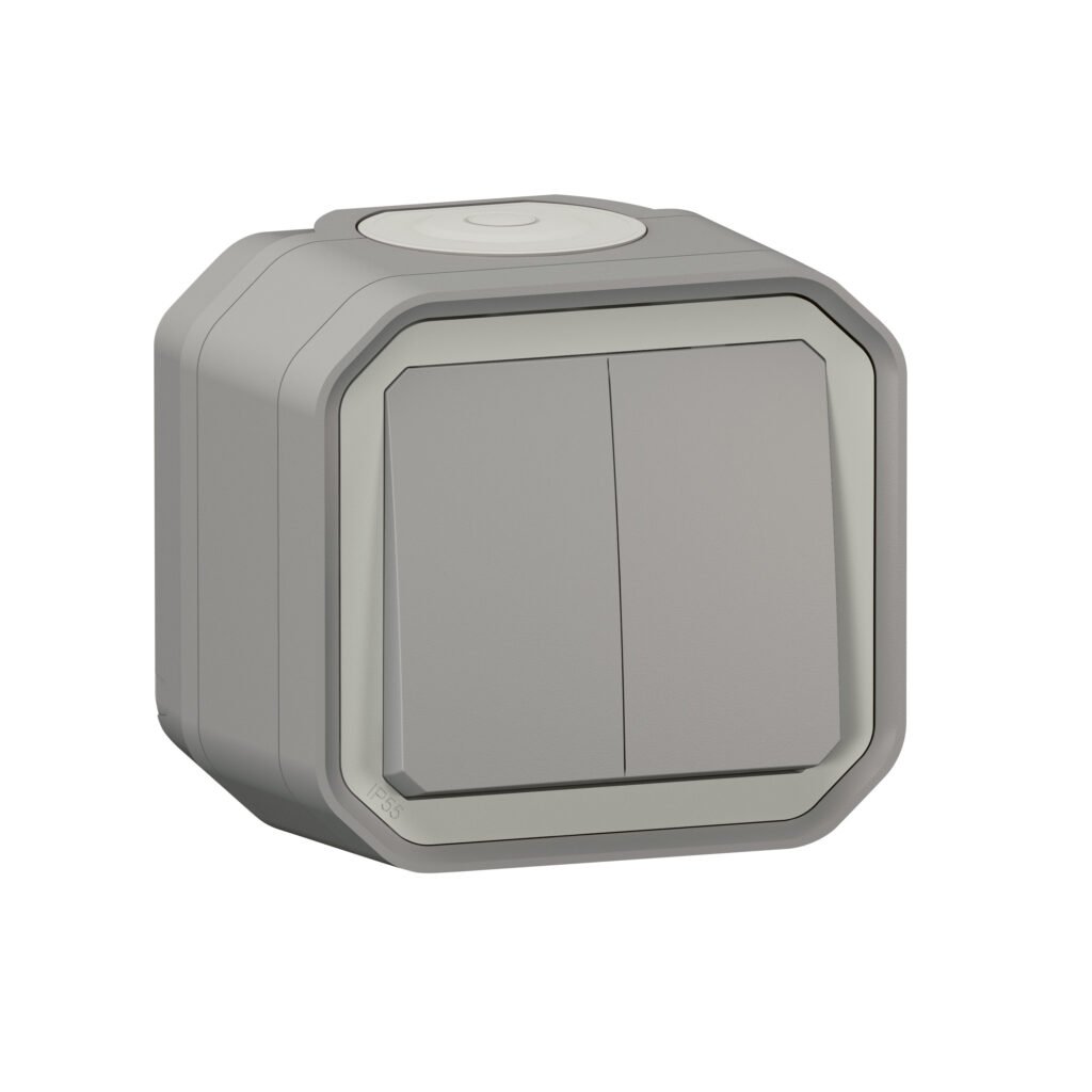 commande DOUBLE 10AX gris saillie Plexo Legrand 069715L