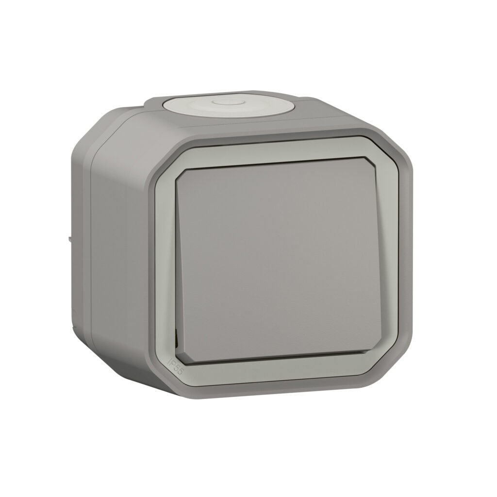 Poussoir No Simple Apparent 1P 230V 10A Gris PLEXO 069720