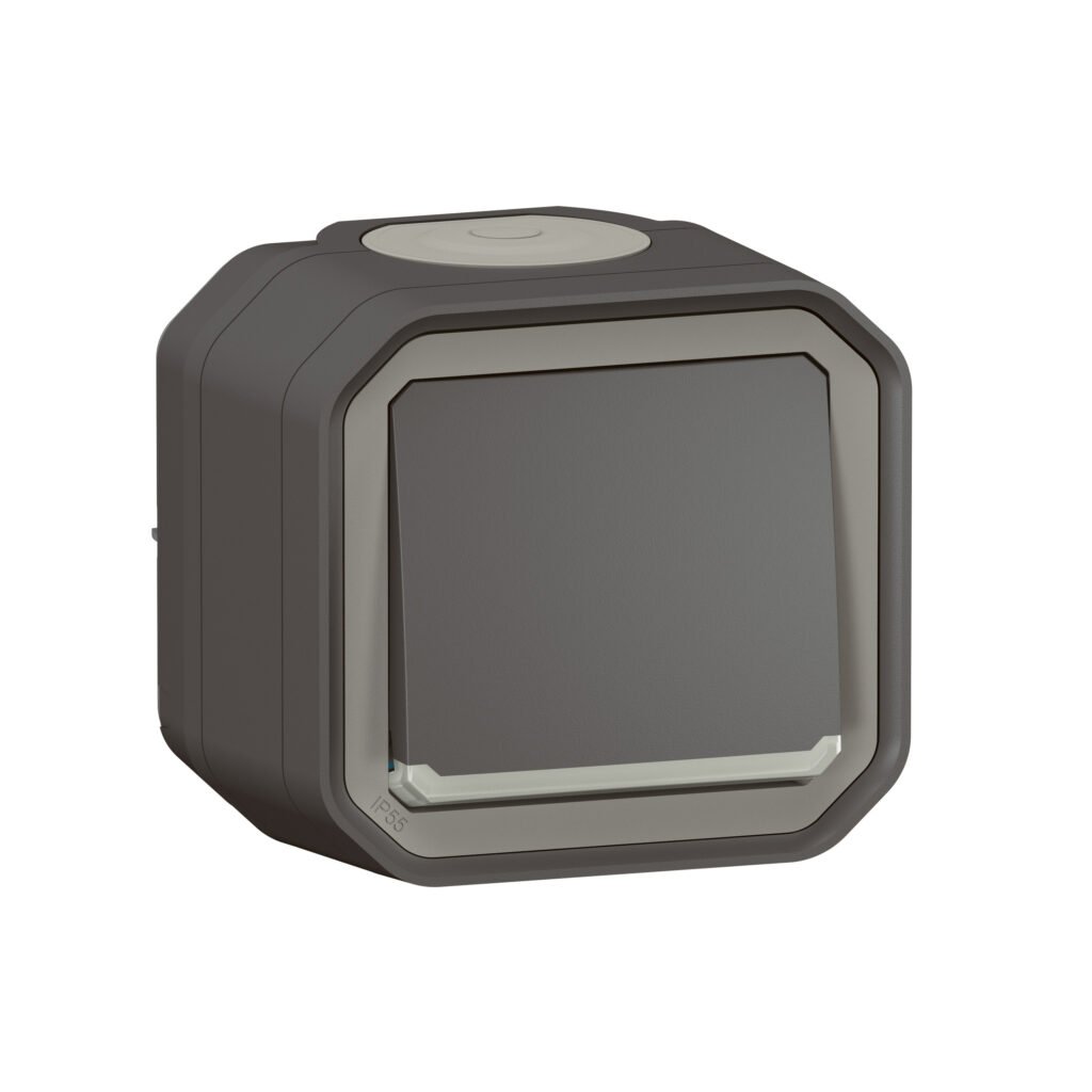 Interrupteur va-et-vient va-et-vient 10AX TEMOIN anthracite saillie Plexo Legrand 069721L