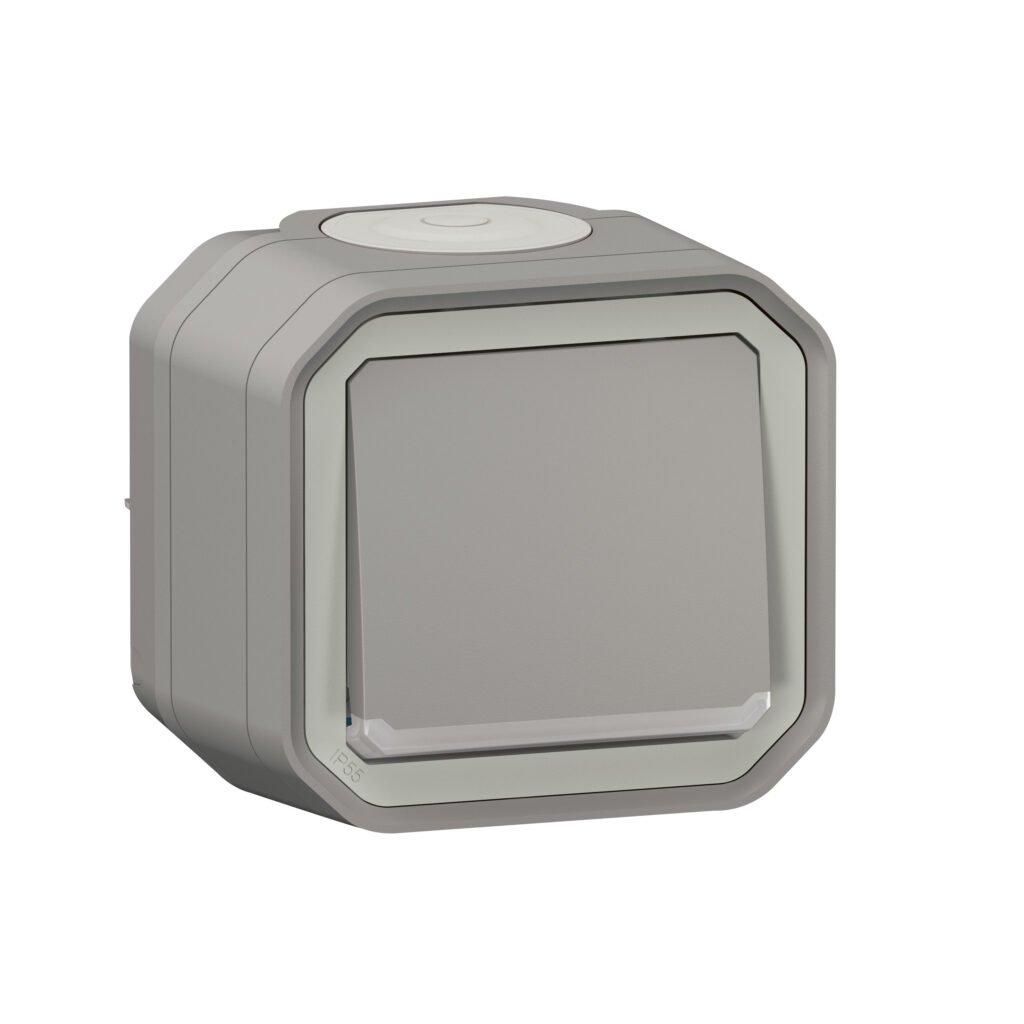 Bouton poussoir POUSSOIR NO LUM gris saillie Plexo Legrand 069722L