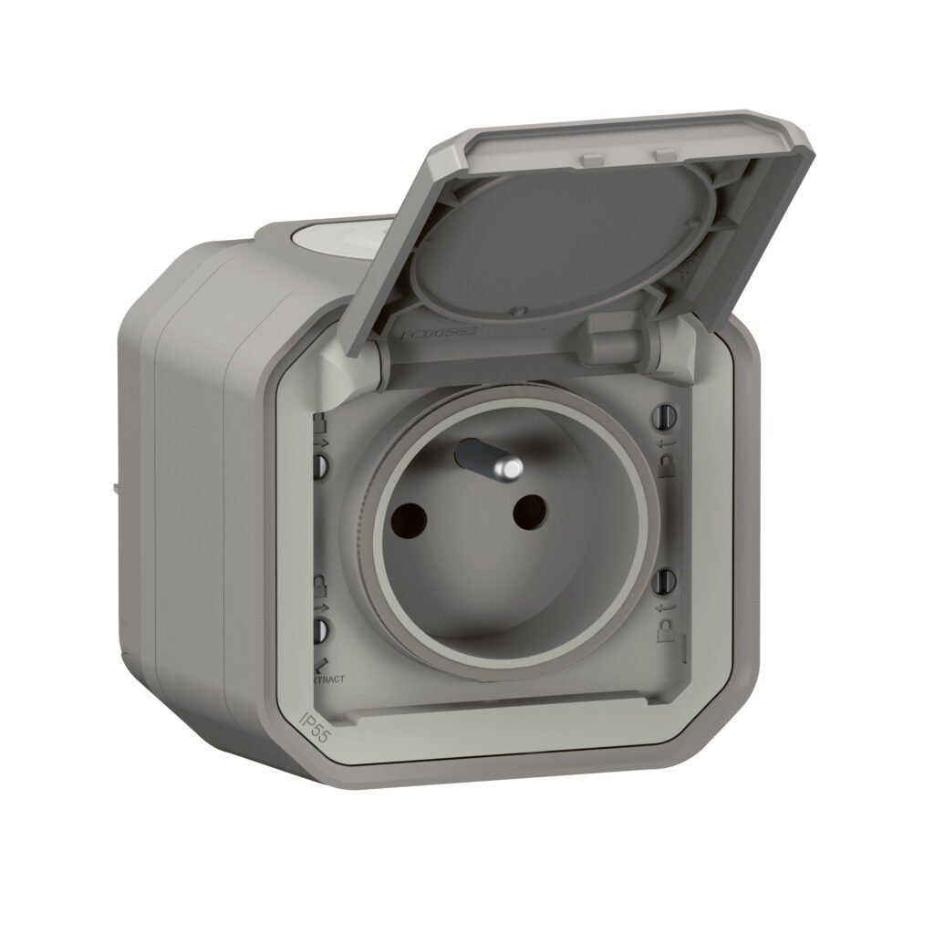 Accessoire de raccordement 2P+T blanc gris saillie Plexo Legrand 069731L