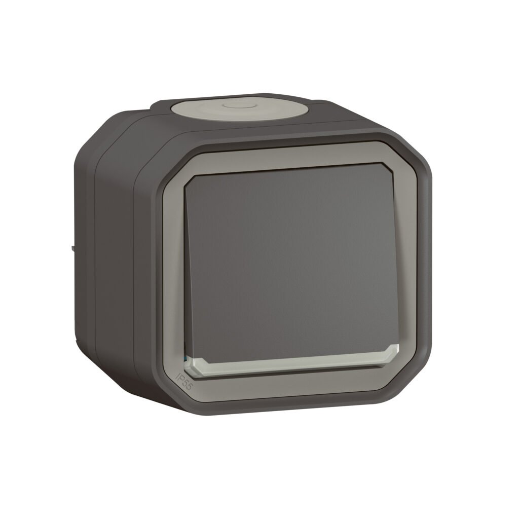 Interrupteur va-et-vient va-et-vient 10AX LUM anthracite saillie Plexo Legrand 069736L