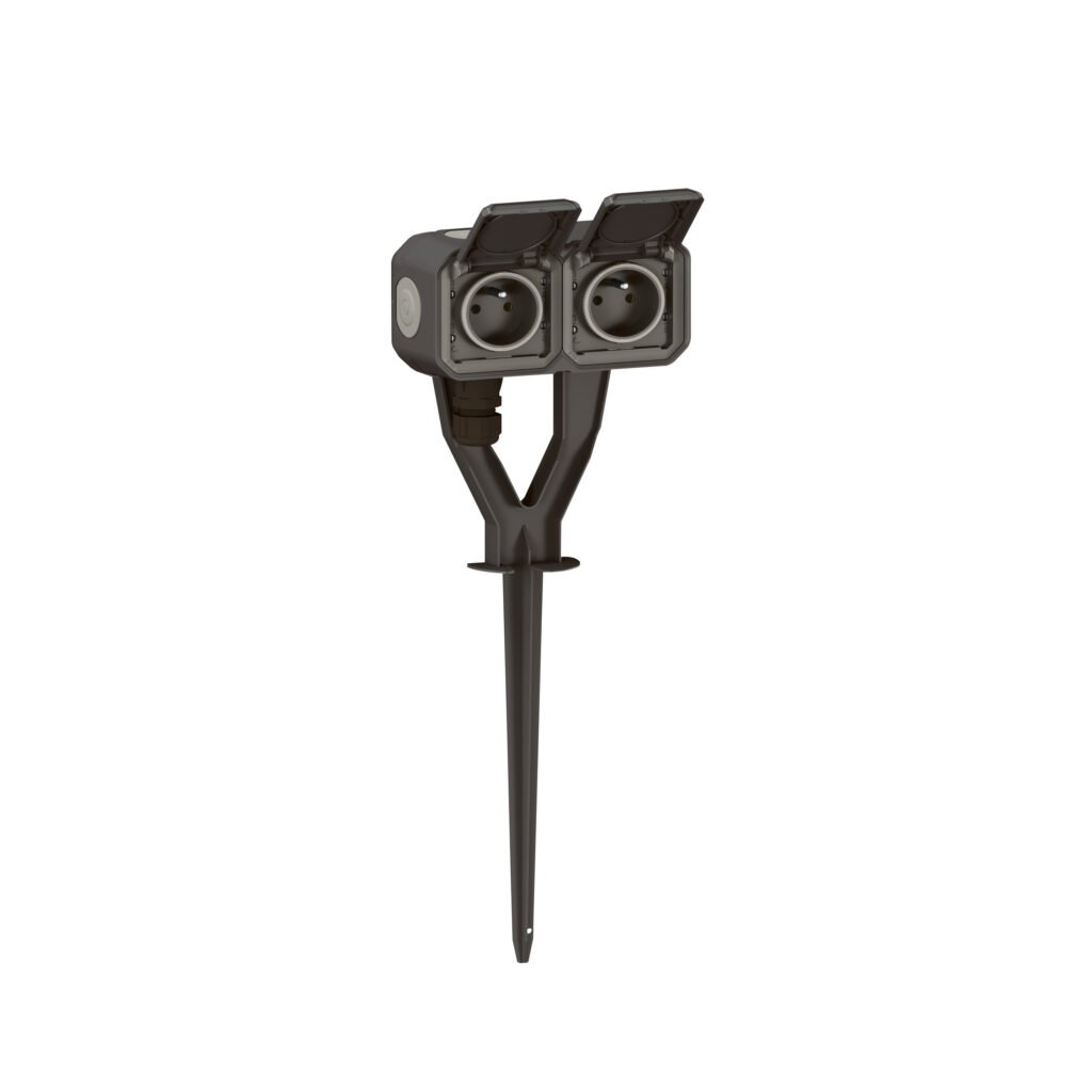 Piquet De Jardin Saillie Apparent 2 × 2p+t 10A Gris PLEXO 069749