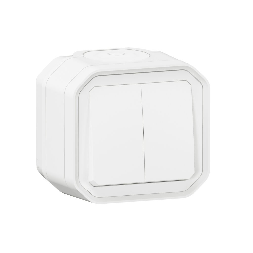 commande DOUBLE 10AX blanc saillie Plexo Legrand 069755L