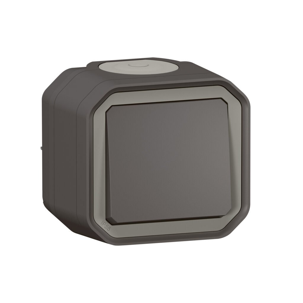 Interrupteur va-et-vient va-et-vient 10AX anthracite saillie Plexo Legrand 069761L