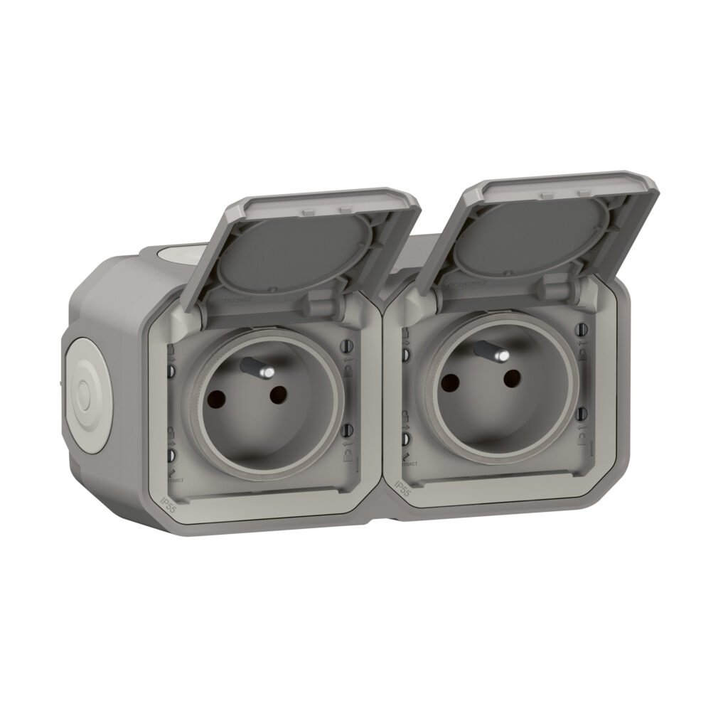 Accessoire de raccordement 2X2P+T blanc HOR gris saillie Plexo Legrand 069768L