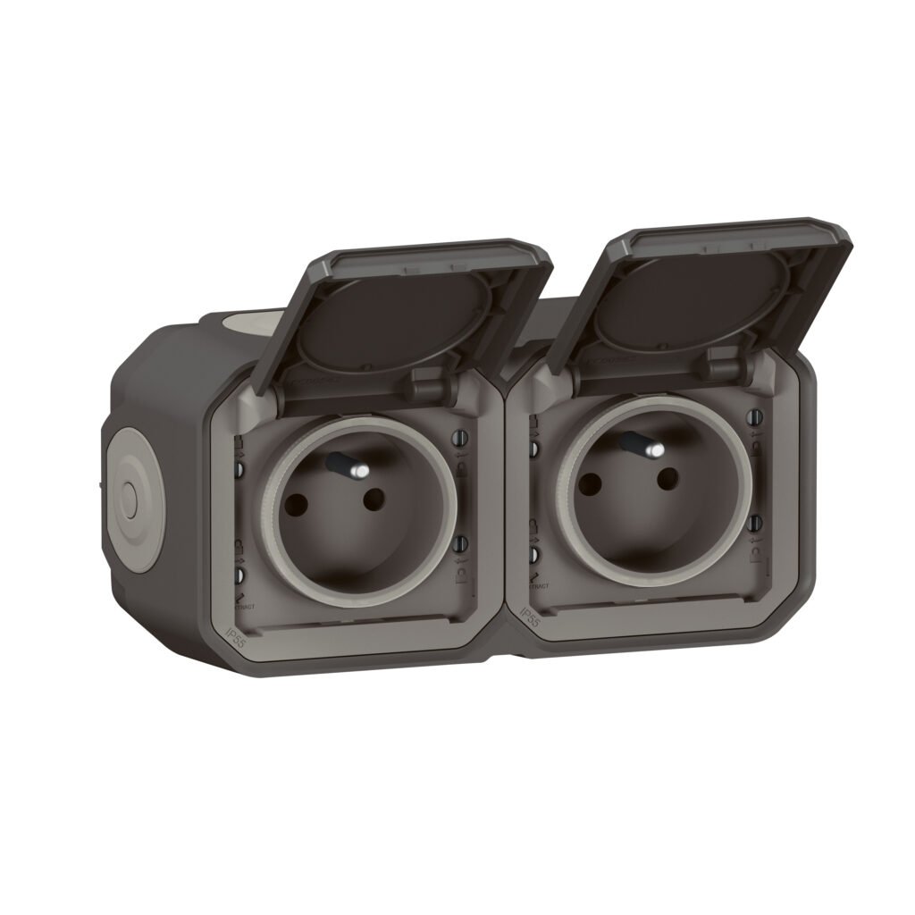 Accessoire de raccordement 2X2P+T blanc HOR anthracite saillie Plexo Legrand 069788L
