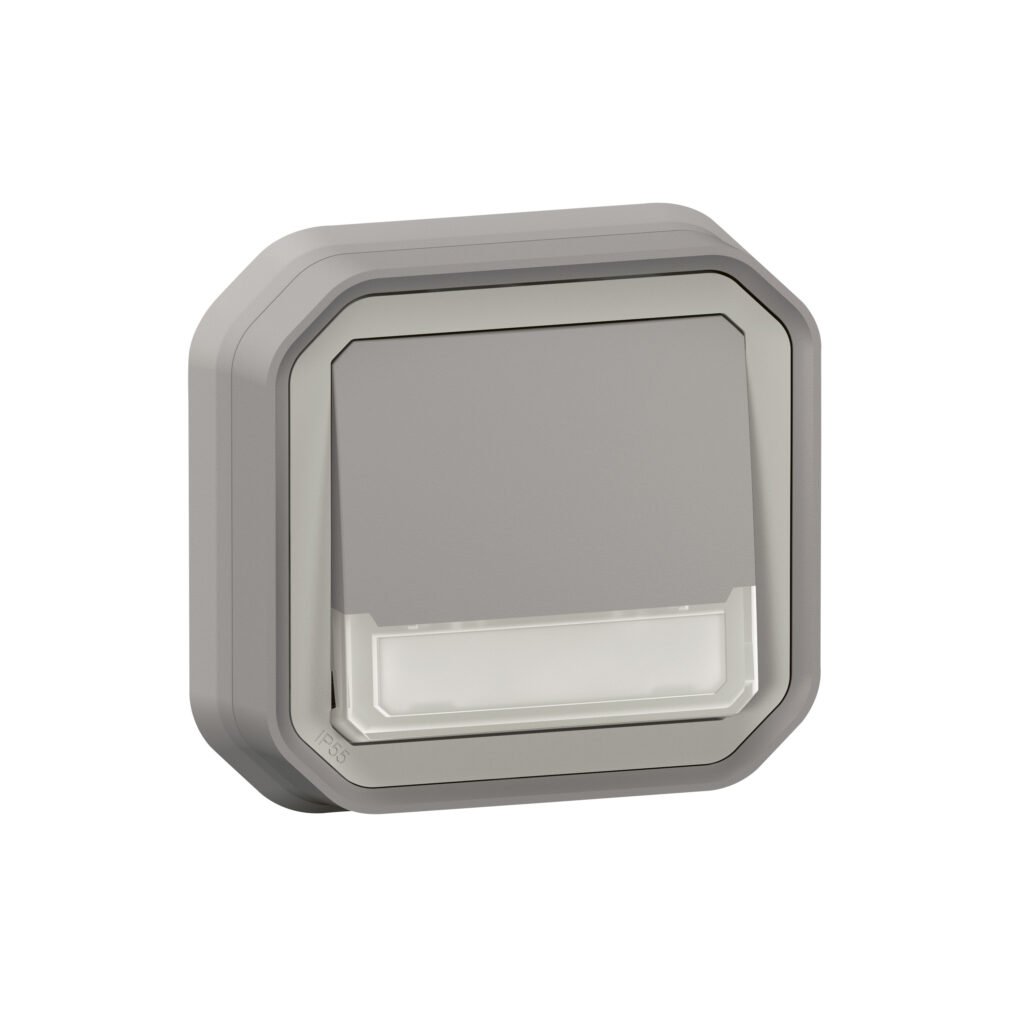 Bouton poussoir POUSSOIR INV LUM P-E gris encastré Plexo Legrand 069824L