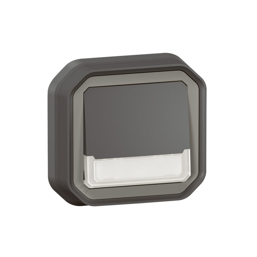Bouton poussoir POUSSOIR INV LUM P-E anthracite encastré Plexo Legrand 069854L