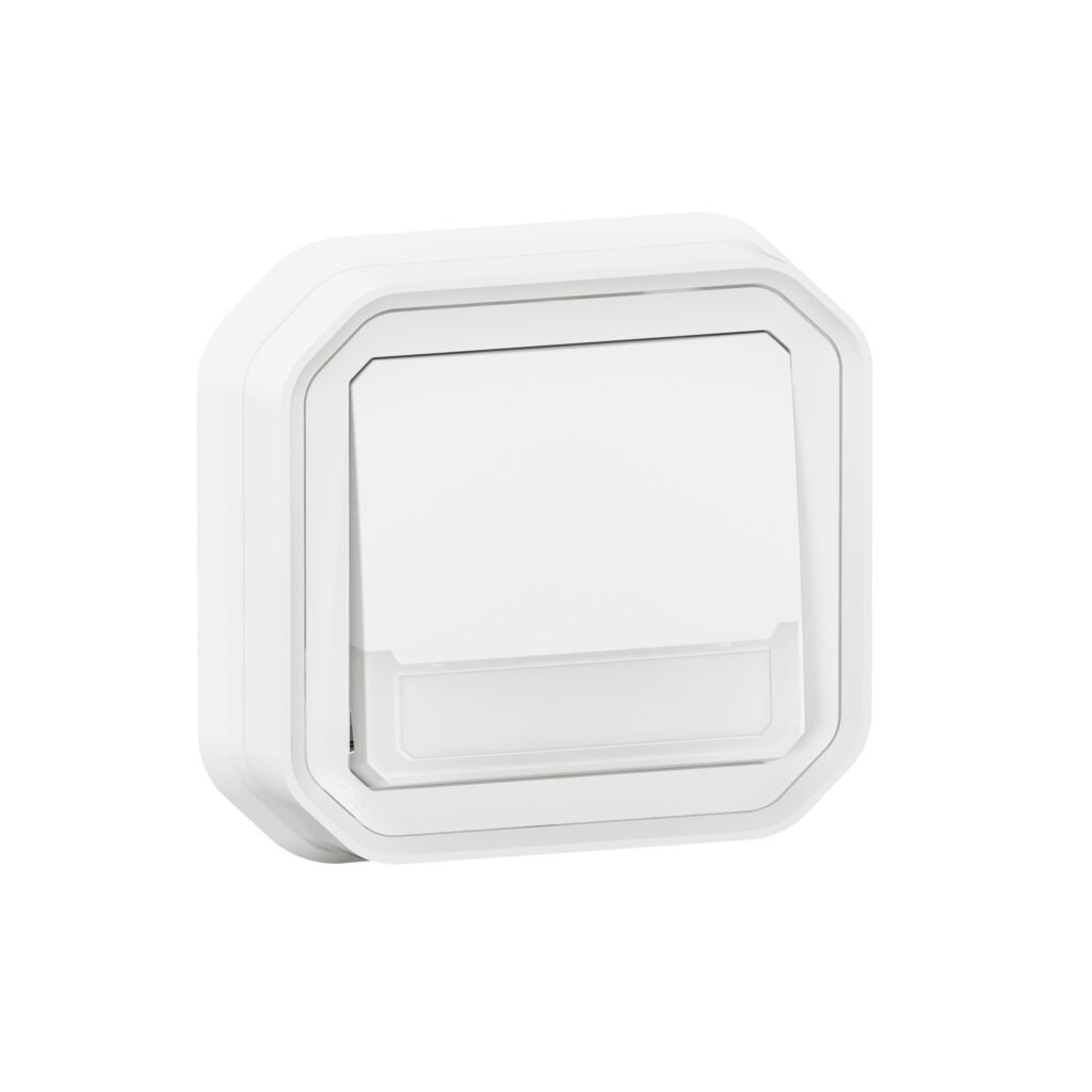 Poussoir Inv Etanche No+nc Lumineux Complet Encastré 1P 230V 10A Blanc PLEXO 069864