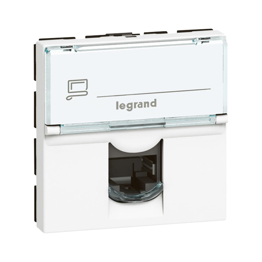 Prise RJ45 Mécanisme À Composer 2 Modules CAT6 FTP Blanc MOSAIC 076565