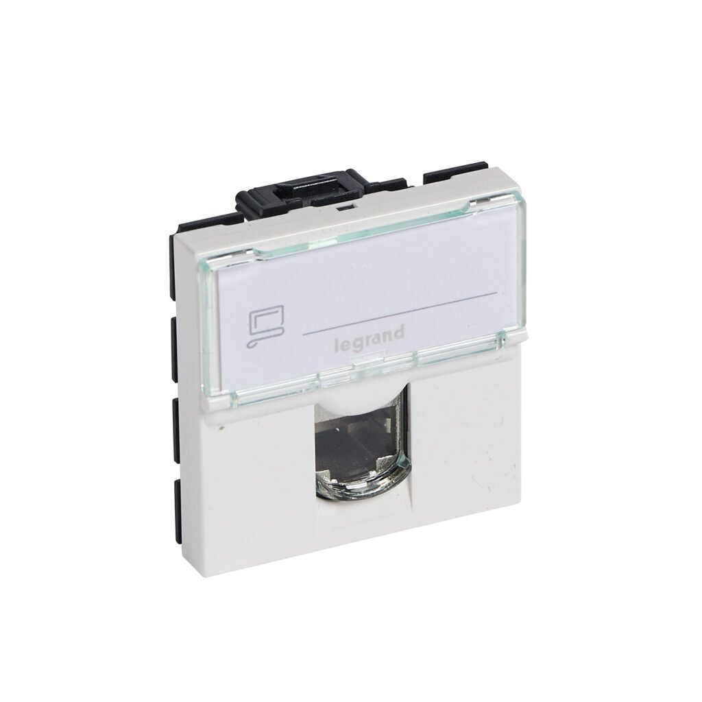 Prise RJ45 Mécanisme À Composer 2 Modules CAT6 STP Blanc MOSAIC 076566