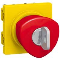 Poussoir Coup De Poing Mécanisme Arret Durgence a Cle No+nc Encastré 2 Modules 230V 6A Rouge Jaune MOSAIC 076601