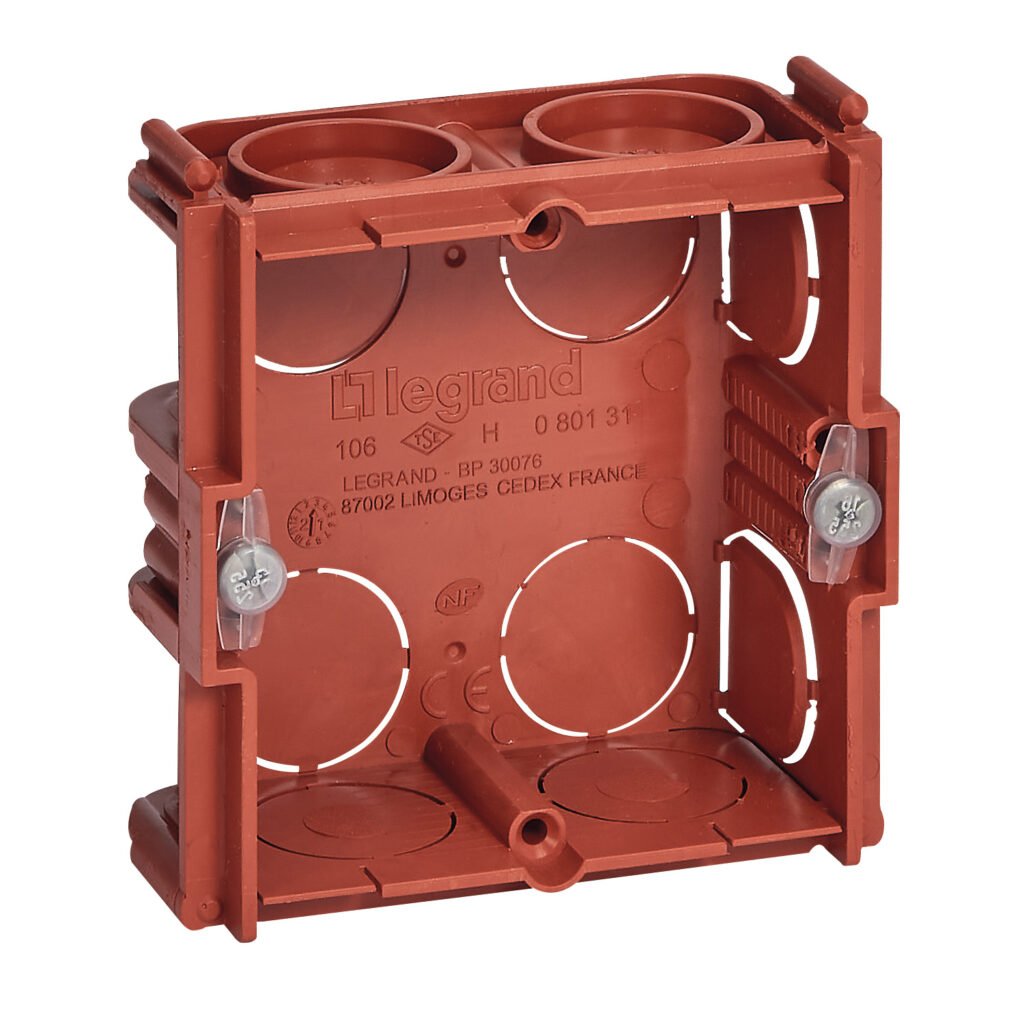 Boîte Dencast. Maconnerie Carre 1P Rouge BATIBOX 080131