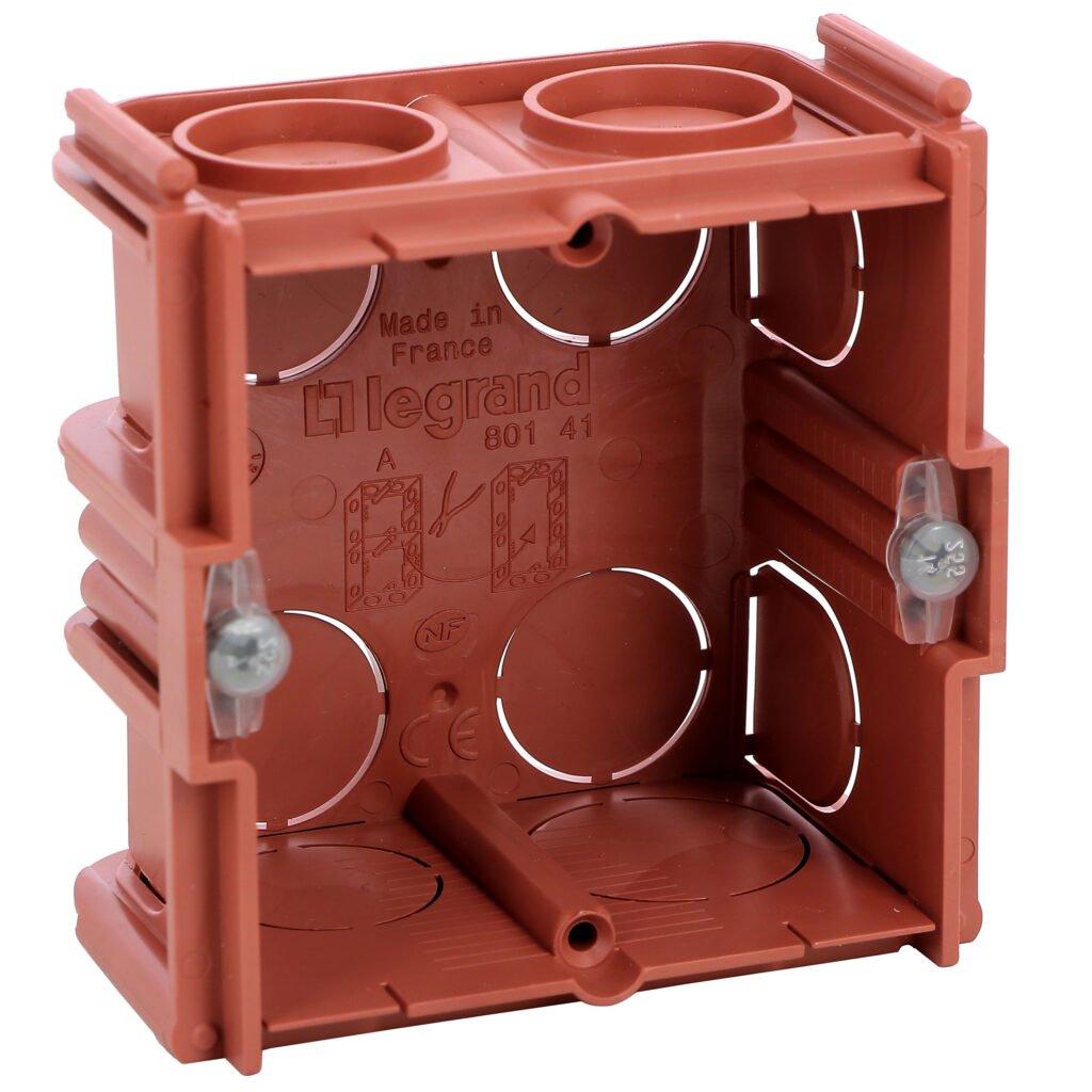 Boîte Dencast. Maconnerie Carre 1P Rouge BATIBOX 080141
