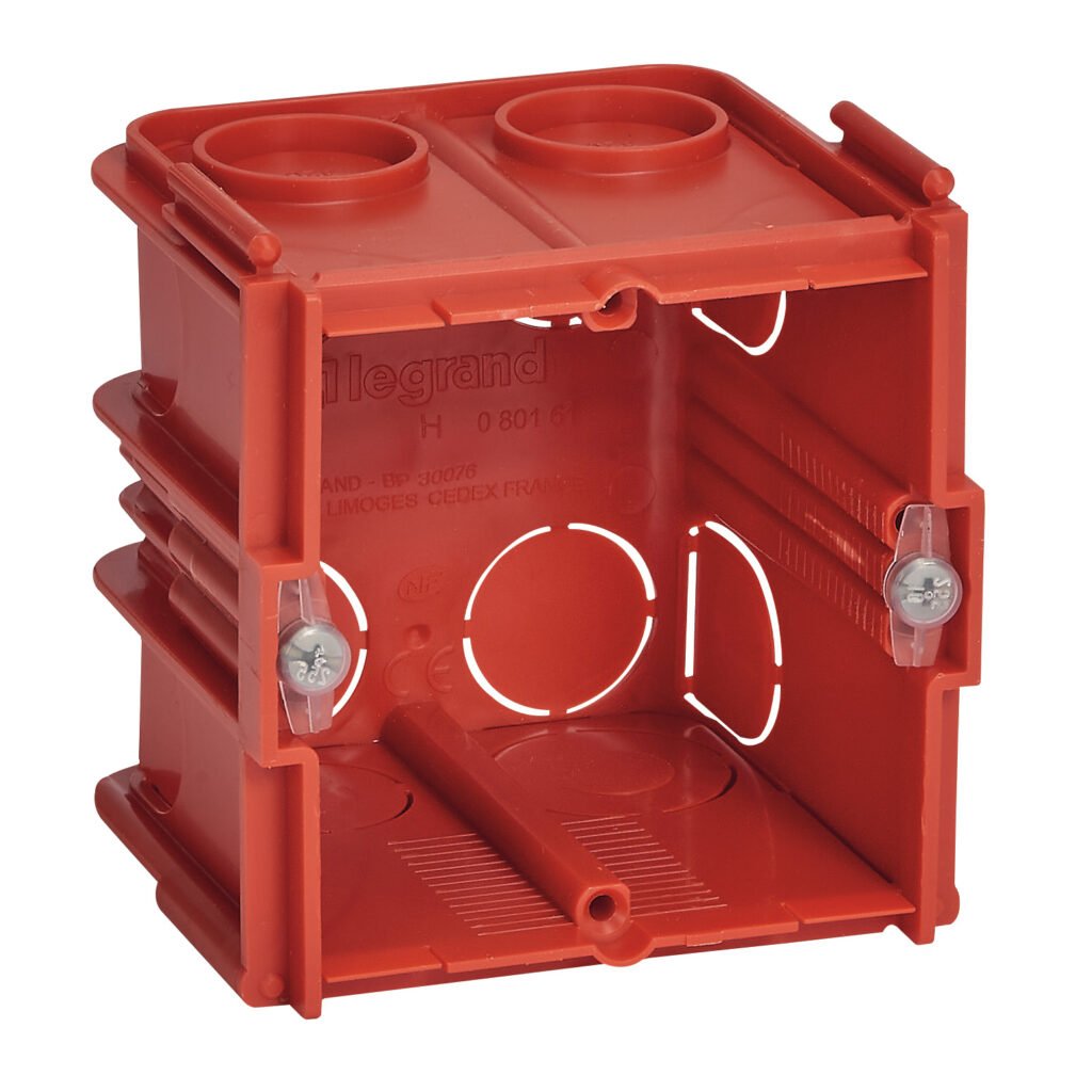 Boîte Dencast. Maconnerie Carre 1P Rouge BATIBOX 080161
