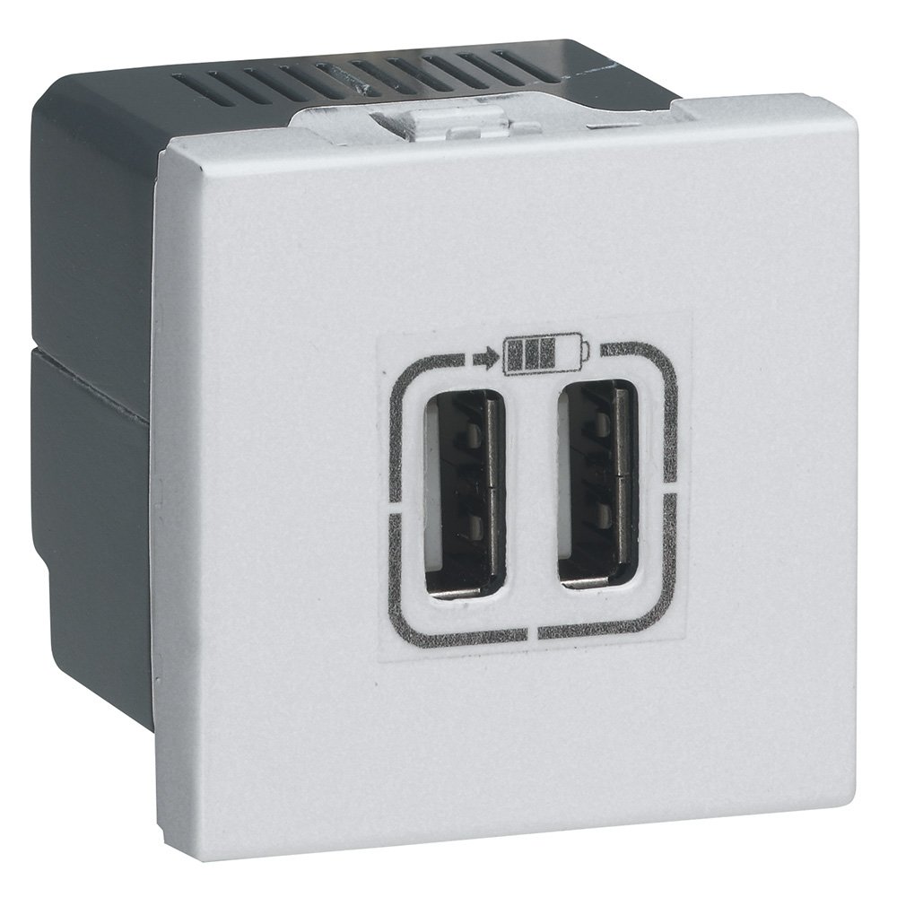 Accessoire multimédia CHARG 2M 2USB A+A 3A blanc EURO Mosaic Legrand 278594L