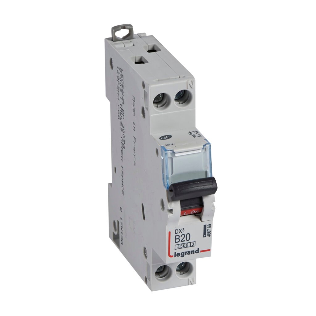 Disjoncteur Legrand DX3 1P+N 20A courbe B 4,5kA 406766