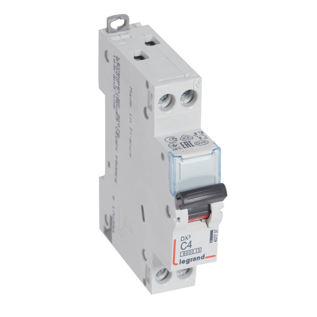 Disjoncteur Legrand DX3 1P+N 4A courbe C
