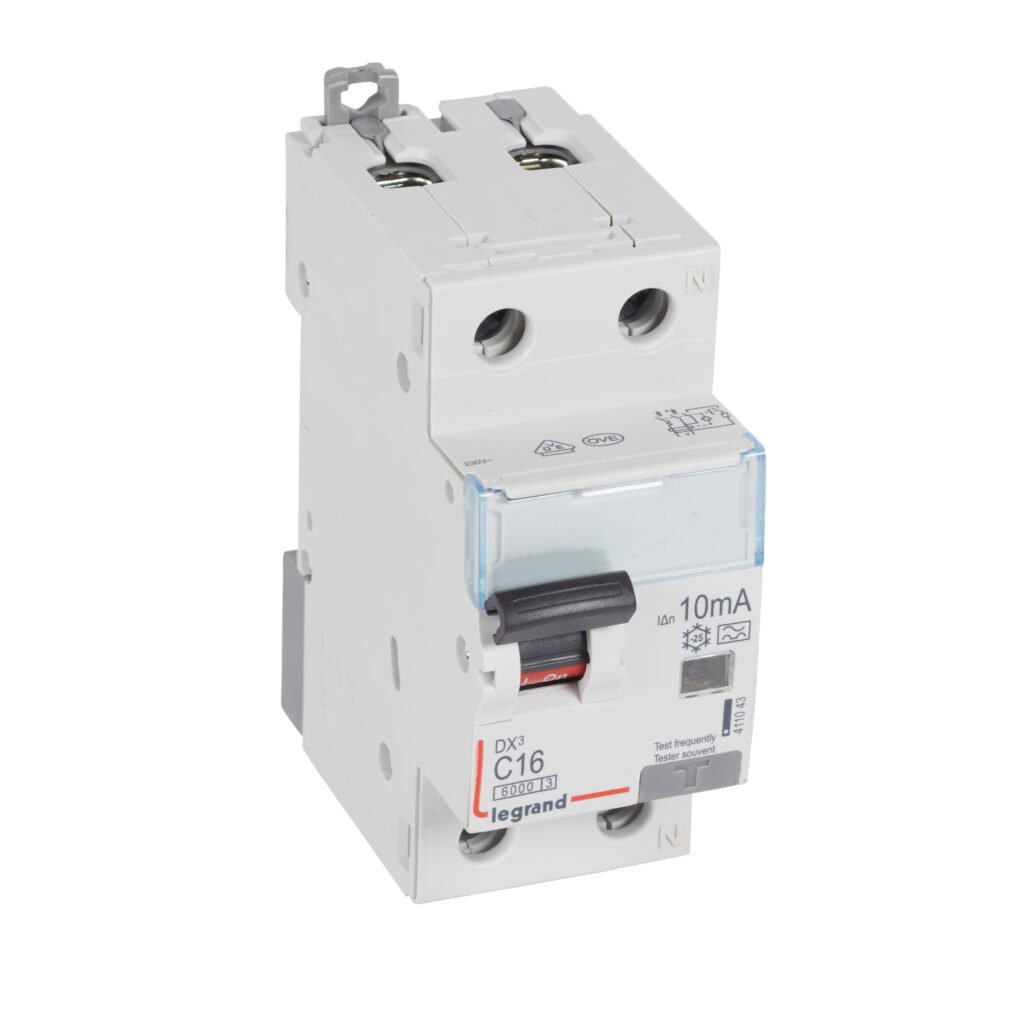 Disjoncteur différentiel Legrand DX³ 1P+N C16 6000A 10mA Type A 411043