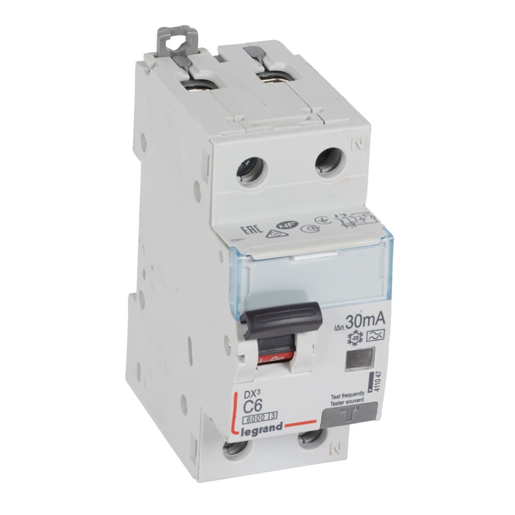 Disjoncteur différentiel Legrand DX³ 1P+N C6 6000A 30mA Type A 411047