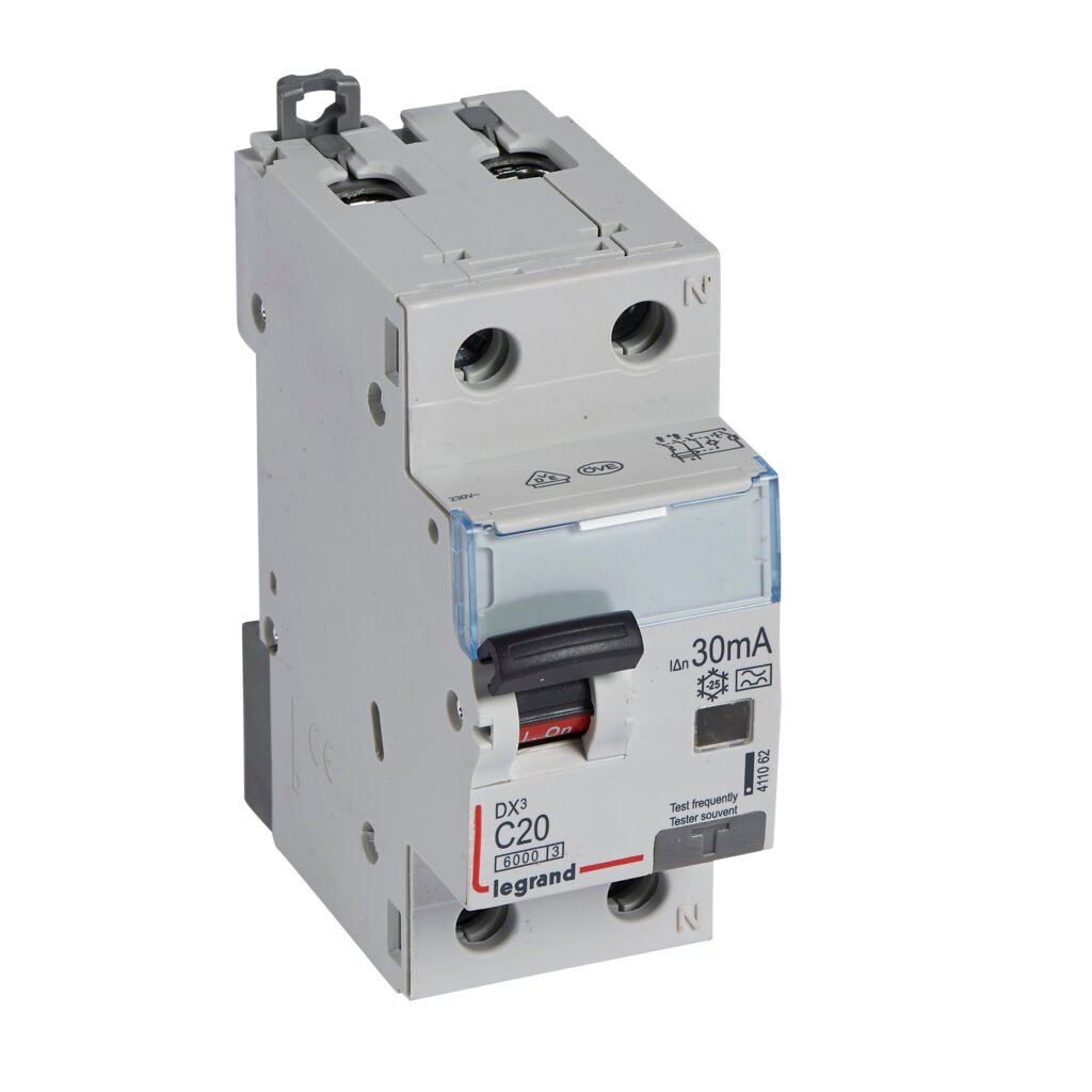 Disjoncteur différentiel Legrand DX³ 1P+N C20 6000A 30mA Type A 411062