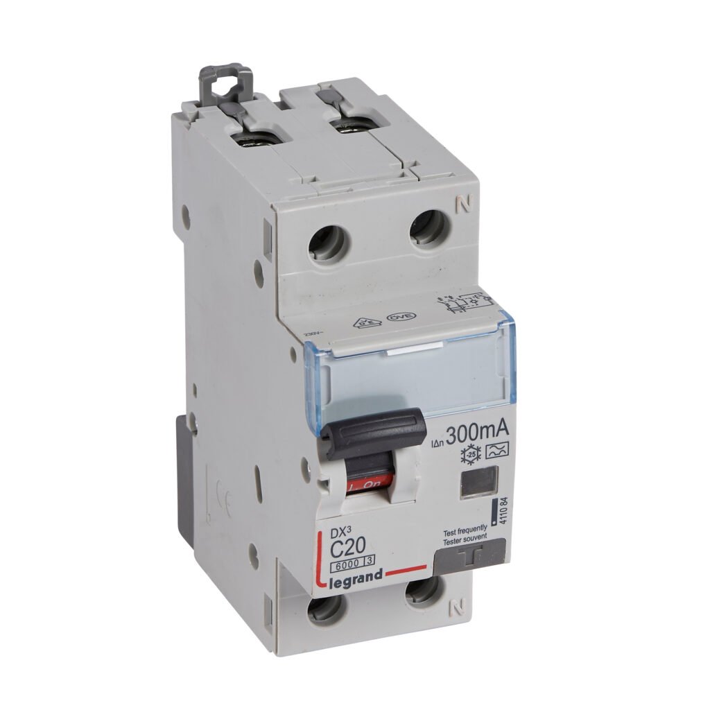 Disjoncteur différentiel Legrand DX³ 1P+N C20 6000A 300mA Type A 411084