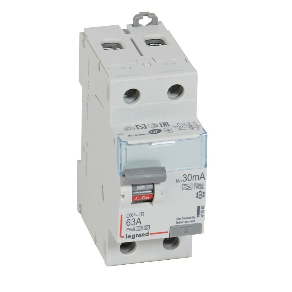Interrupteur différentiel Legrand DX³-ID 2P 63A Type F 30mA 411592