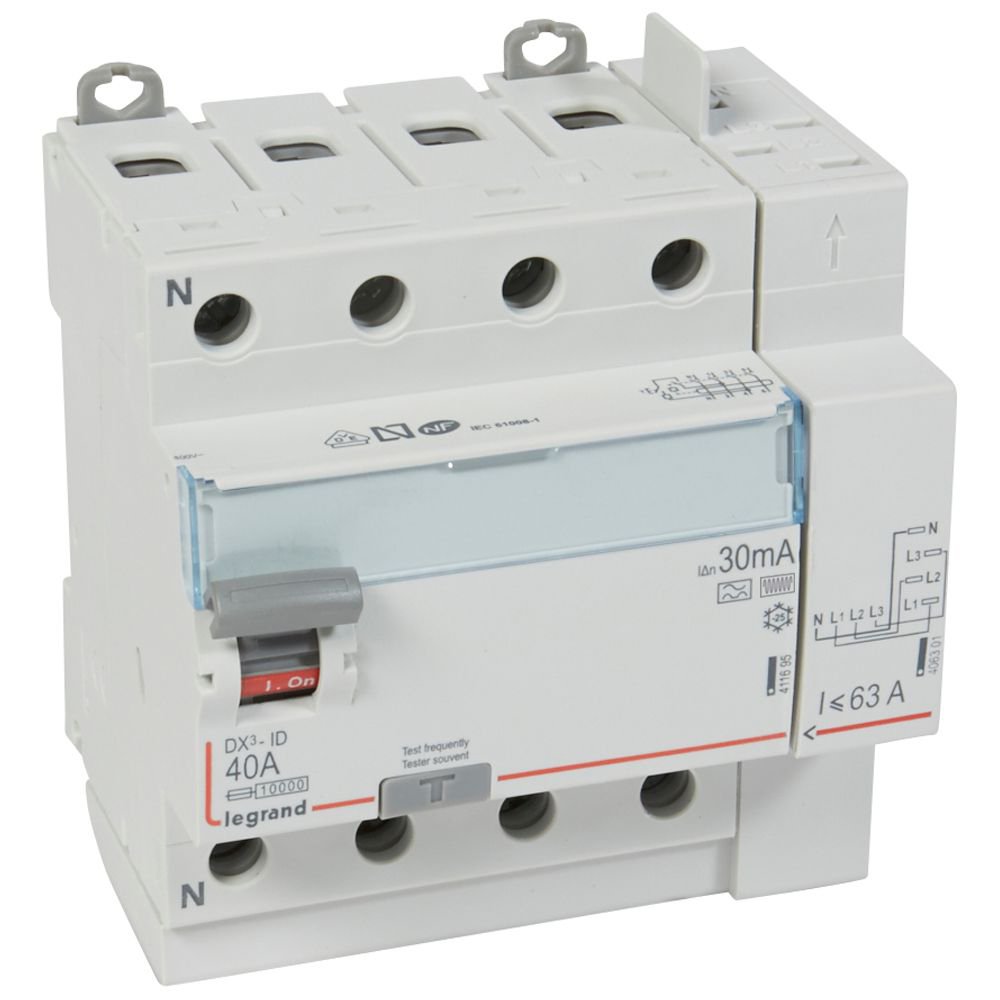 Interrupteur différentiel Legrand DX3-ID 4P 40A type F 30mA