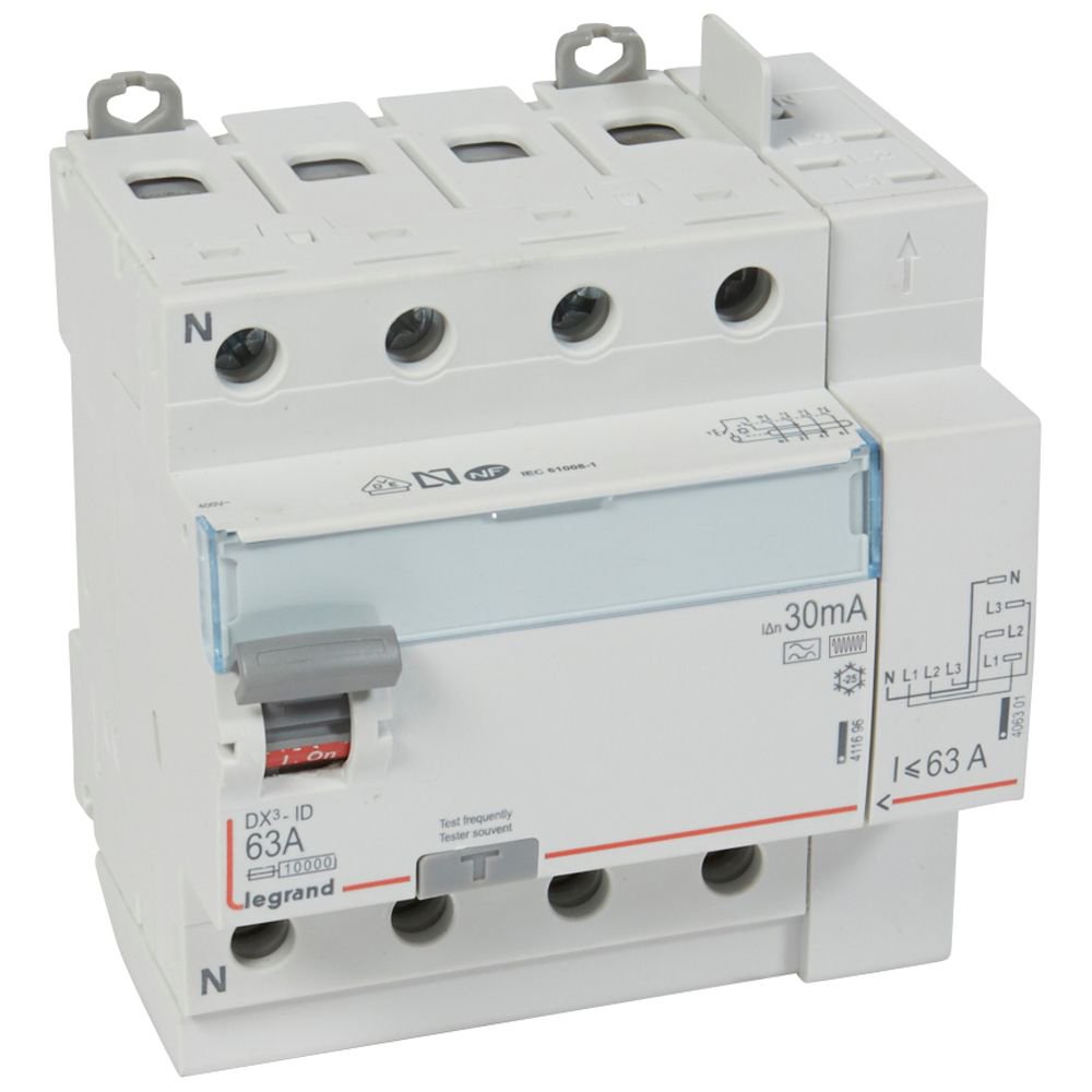 Interrupteur différentiel Legrand DX3-ID 4P 63A type F 30mA
