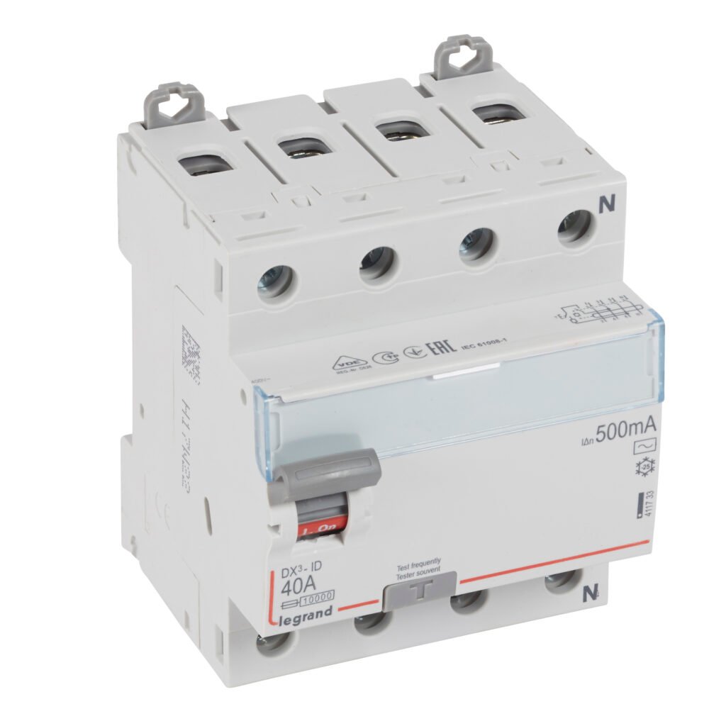Interrupteur différentiel Legrand DX3-ID 40A 500mA Type AC 4P 411733