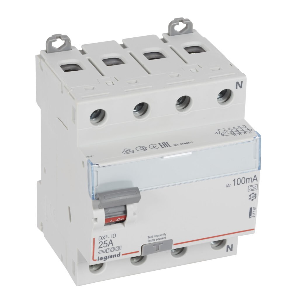 Interrupteur différentiel Legrand DX3-ID 25A 100mA Type A 4P 411769