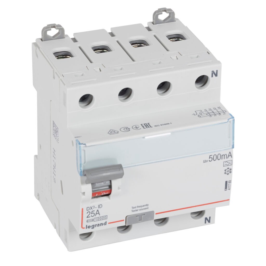 Interrupteur différentiel Legrand DX3-ID 25A 500mA Type A 4P 411789