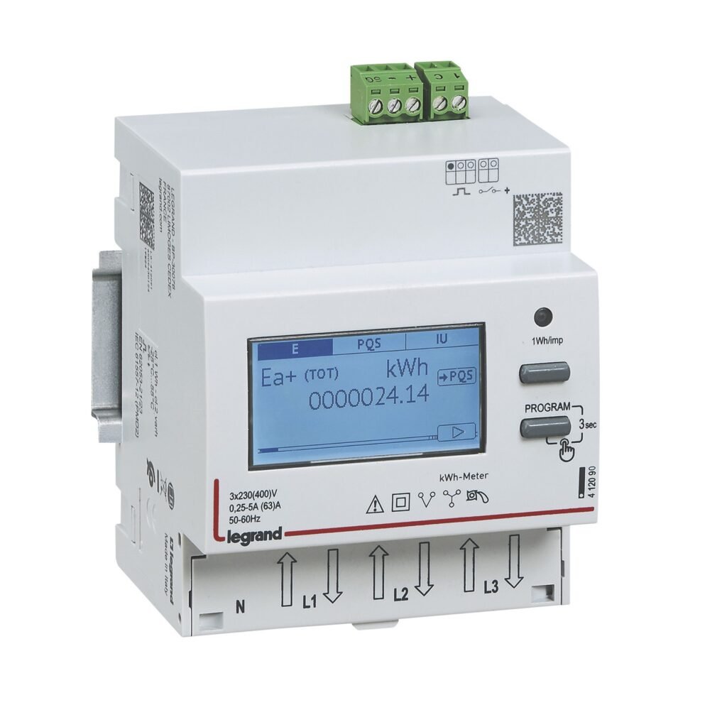 Compteur énergie Legrand EMDX3 triphasé 63A impulsions 412090