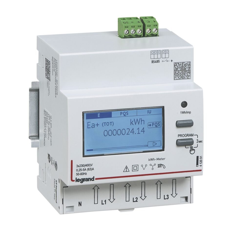 Compteur d'énergie Legrand EMDX³ MID triphasé 63A RS485 412093