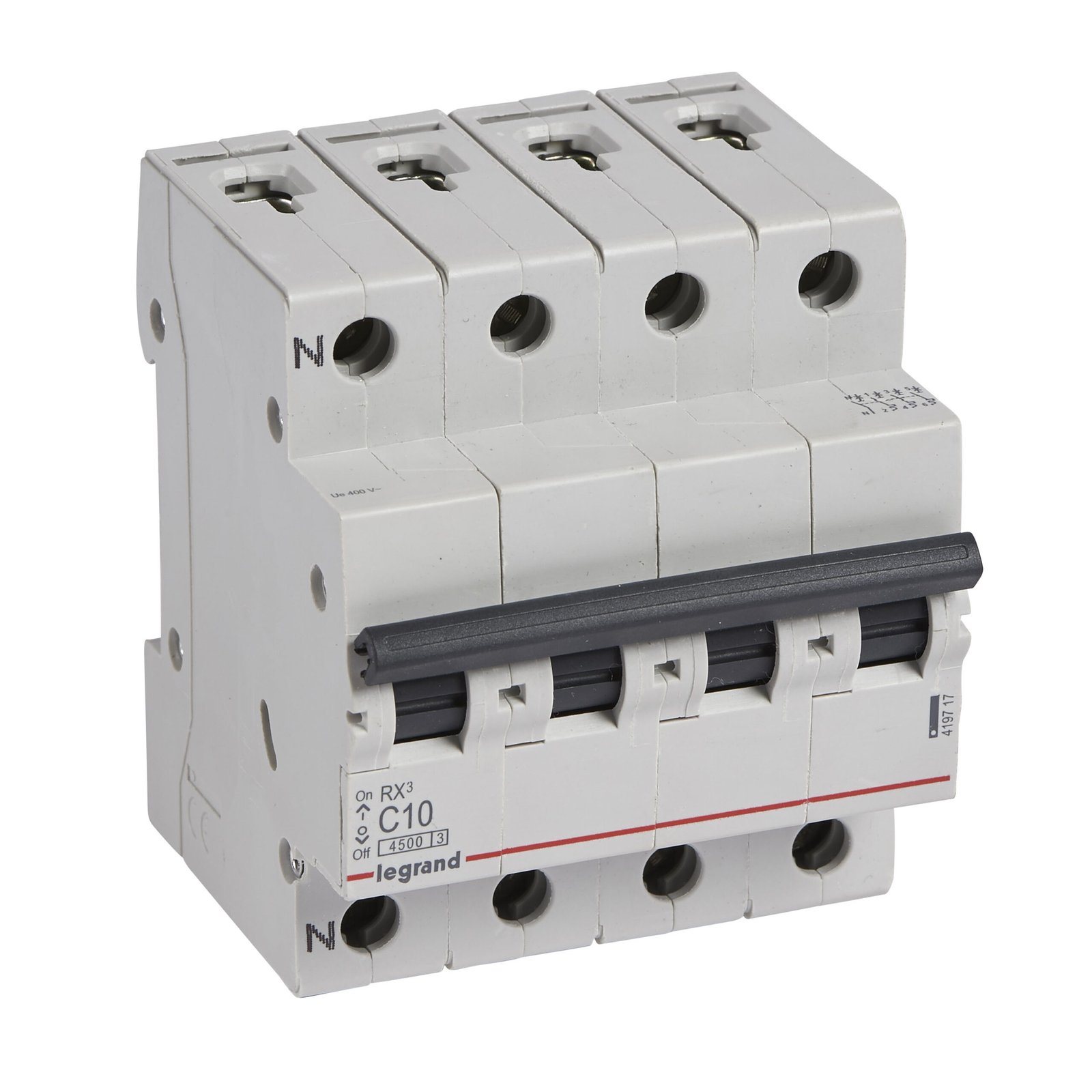 Disjoncteur Legrand RX³ 3 pôles + neutre 10 A courbe C 419717
