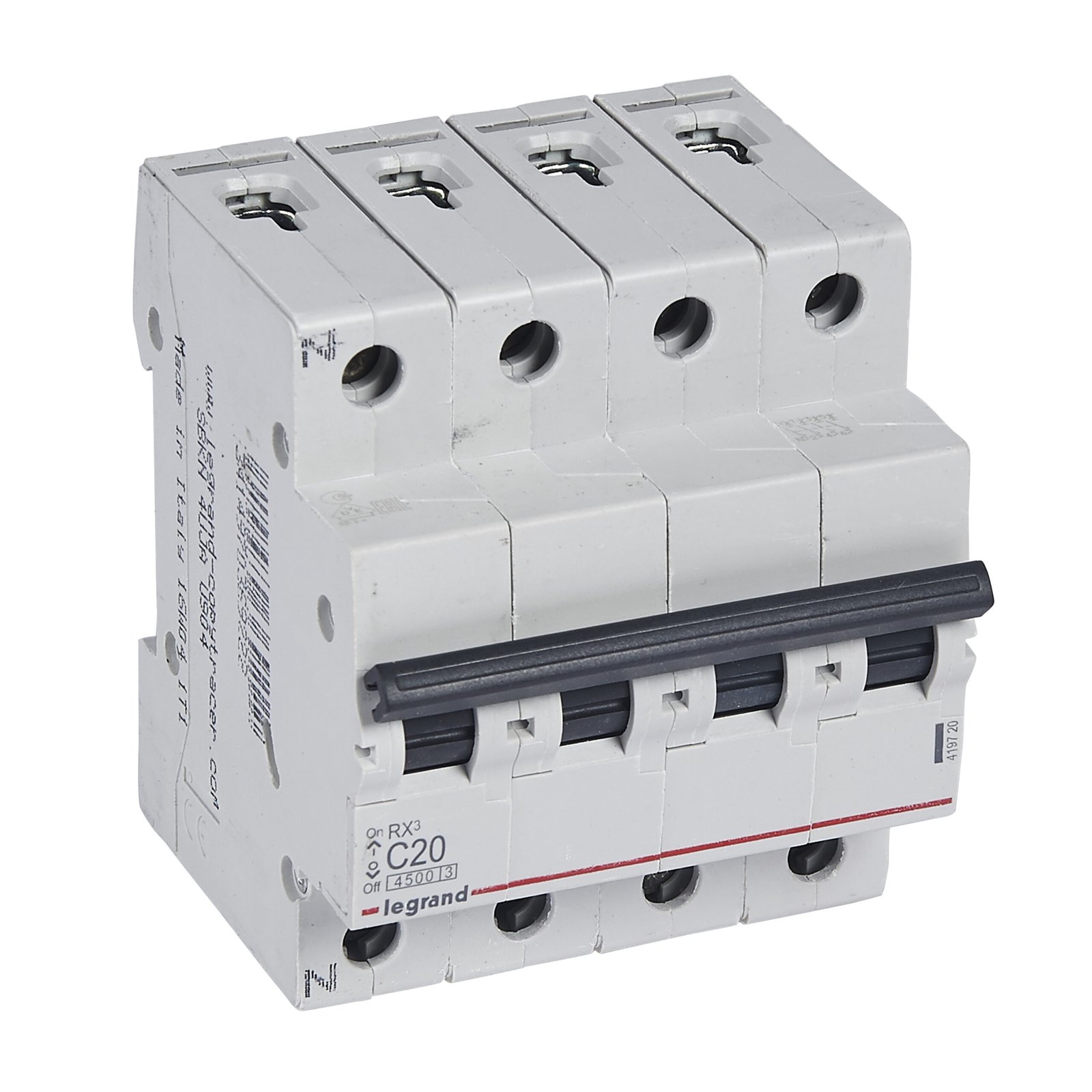 Disjoncteur Legrand RX³ 3 pôles + neutre 20 A courbe C 419720