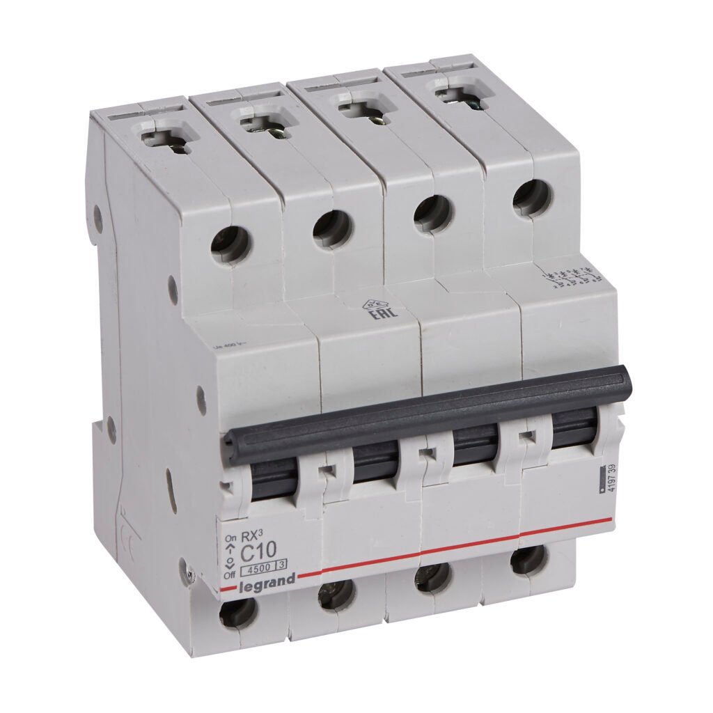 Disjoncteur Legrand RX³ 4 pôles 10 A courbe C 419739