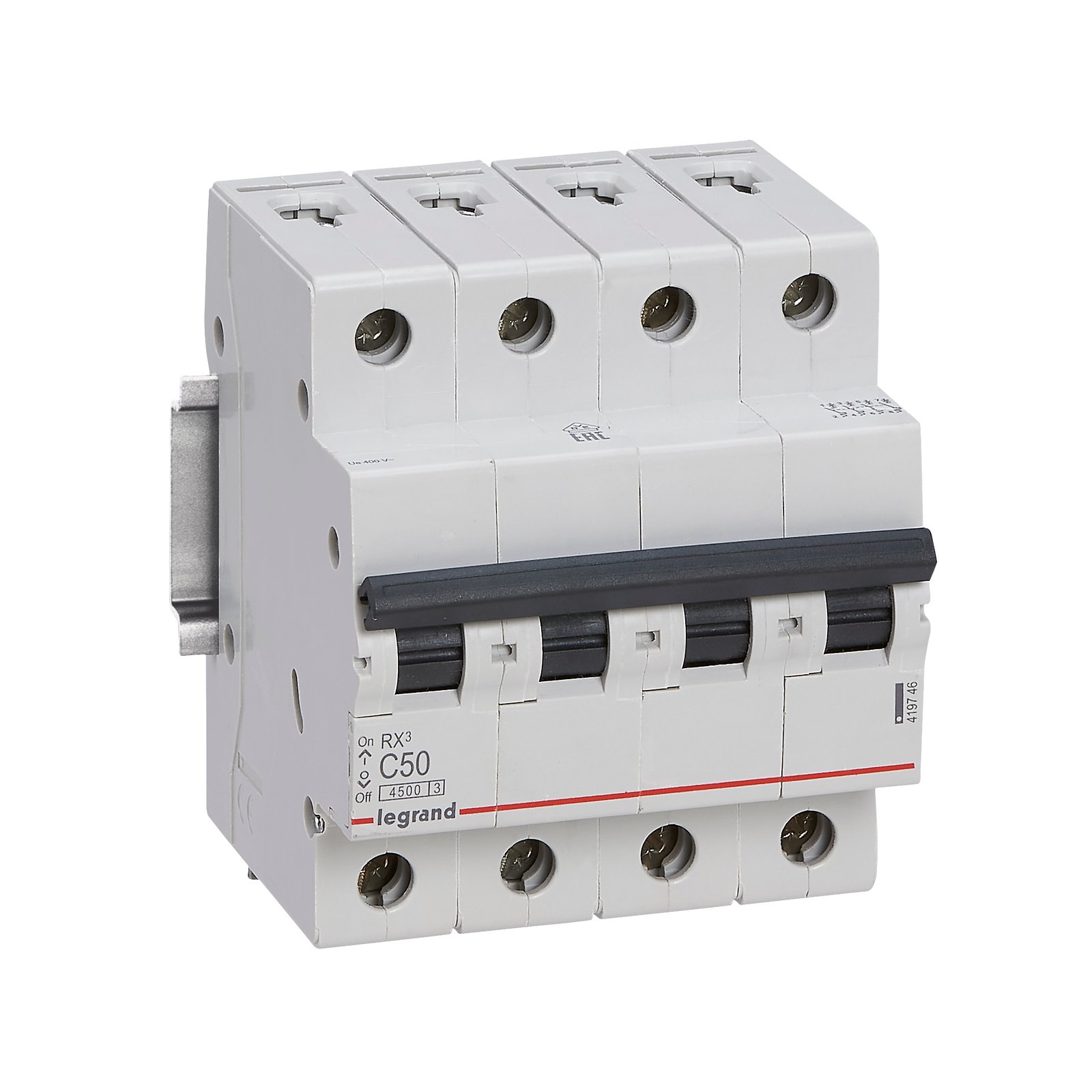 Disjoncteur Legrand RX³ 4 pôles 50 A courbe C 419746