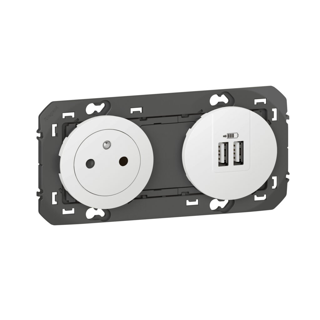 Accessoire multimédia 2P+T CHARGEUR USB 2POSTE blanc dooxie Legrand 600342