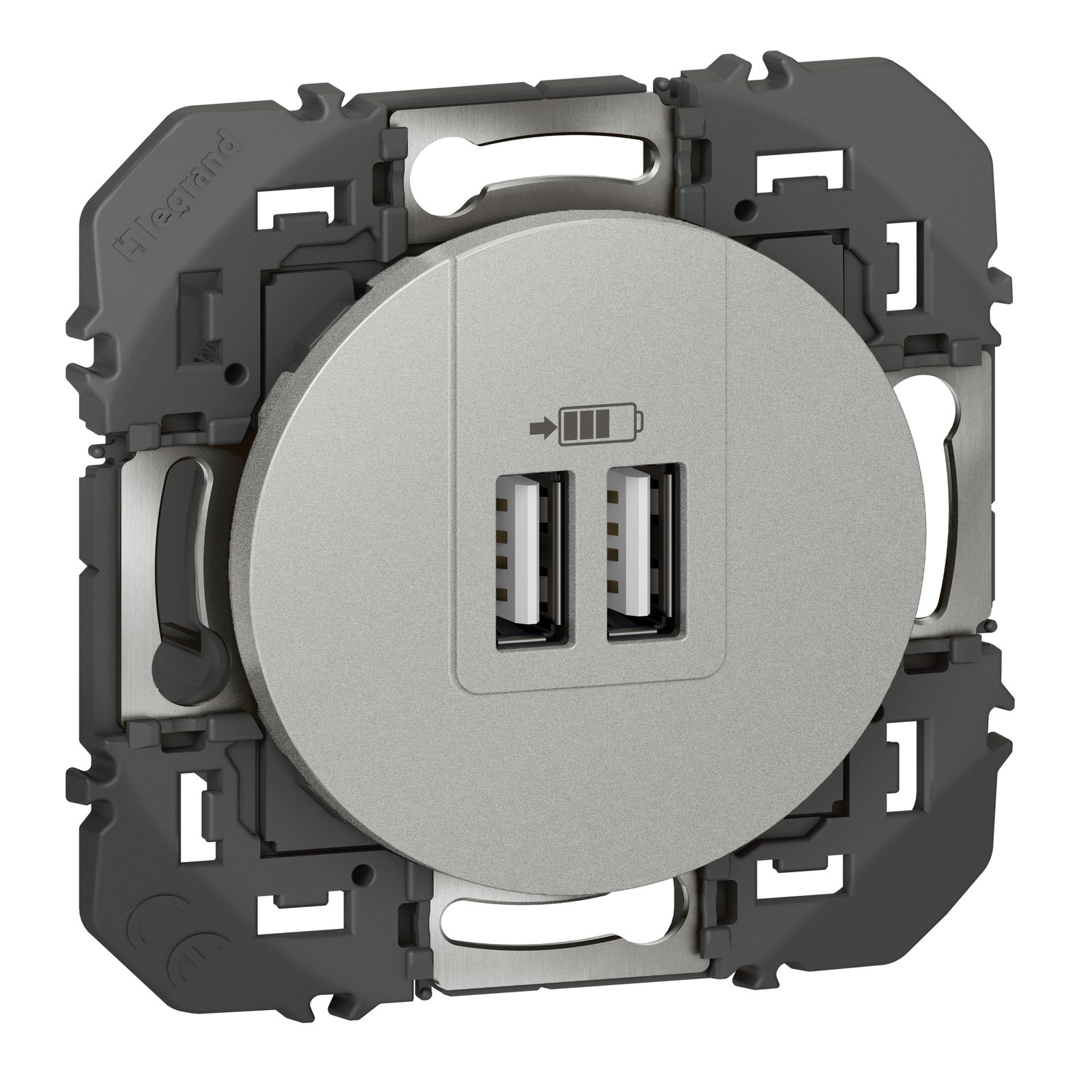 Accessoire multimédia CHARG 2USB A+A 3A 15W aluminium dooxie Legrand 600443