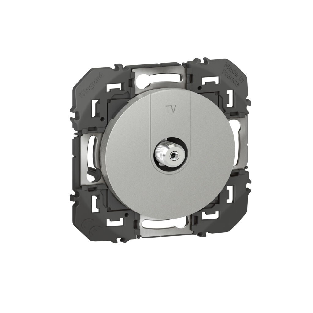 Prise TV TV TYPE F BLINDEE aluminium dooxie Legrand 600450