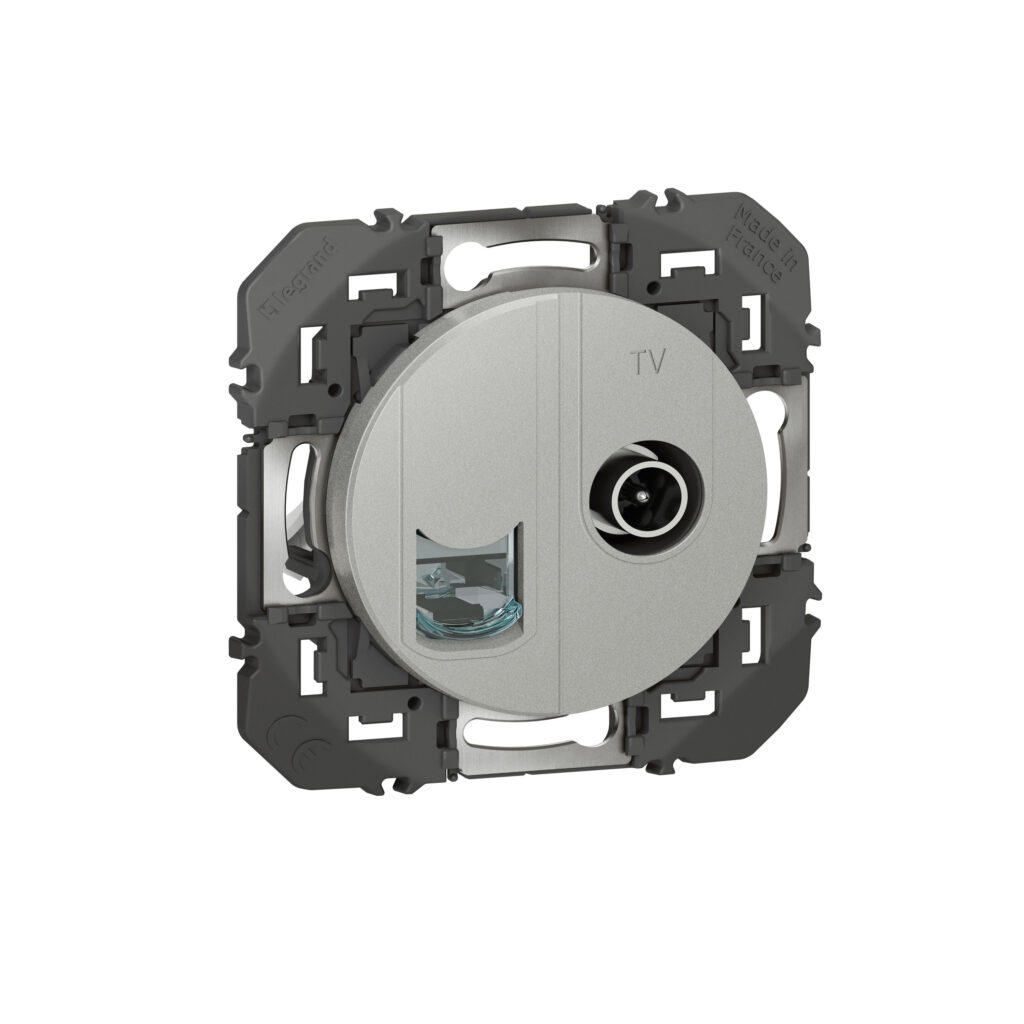 Prise RJ45 TV et RJ45 CAT6 STP aluminium dooxie Legrand 600452