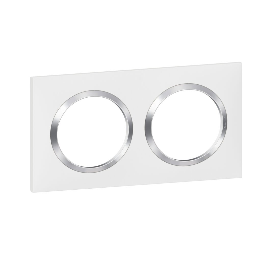 plaque 2P blanc CHROME dooxie Legrand 600842